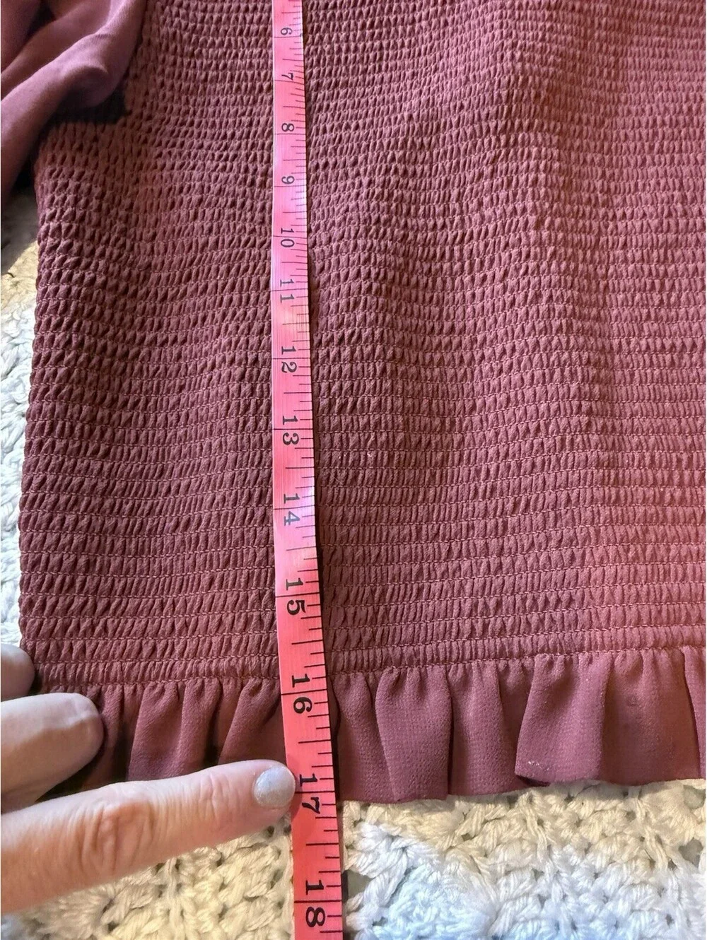WILFRED ARITZIA Tempest Smocked Chiffon Blouse in Maroon Size M